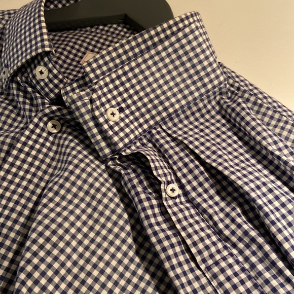 Zara Man XL Slim Fit Blue and White Check button-down - Picture 6 of 7